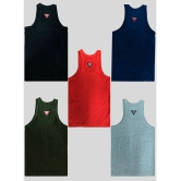 Hap Kings Multi Cotton Colorblock Boys Vest ( Pack of 5 ) - None