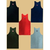 Hap Kings - Multicolor Cotton Solid Boys Vest ( Pack of 5 ) - None