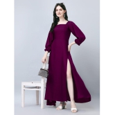 JASH CREATION Rayon Solid Full Length Womens Side Slit Dress - Magenta ( Pack of 1 ) - None