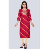 Meher Impex Rayon Embroidered Straight Womens Kurti - Red ( Pack of 1 ) - None