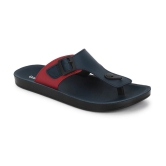 UrbanMark Men Comfortable T-Shape With Side Buckle Thong Flip-Flop - Navy - None