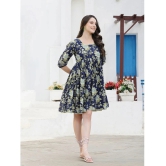 Stylum Cotton Printed Above Knee Womens Fit & Flare Dress - Teal ( Pack of 1 ) - None