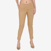 Women's Cotton Formal Trousers - Beige Beige 3XL