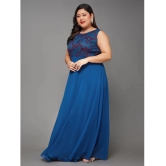 Miss Chase A+ Georgette Self Design Full Length Womens Fit & Flare Dress - Blue ( Pack of 1 ) - None