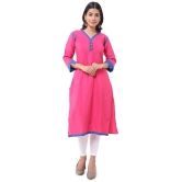 DESHBANDHU DBK - Pink Cotton Womens Straight Kurti - None