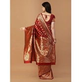 LEELAVATI Banarasi Silk Embellished Saree With Blouse Piece - Red ( Pack of 1 ) - Red