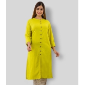 Doriya - Yellow Cotton Blend Women''s Front Slit Kurti - 3XL