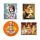 Asmi Collection Set of 4 God Hanuman Shiva Krishna for Temple Wall Sticker ( 60 x 60 cms )