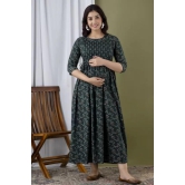 PALANI-HUB Women Maternity/Nursing Nighty  (Dark Green)