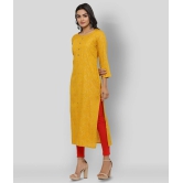 KIPEK - Yellow Rayon Womens Straight Kurti - S