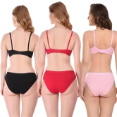 Jomferry Cotton Padded Lingeries set ( Black, Red, Pink)-30B