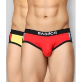 BASIICS By La Intimo - Multicolor Cotton Blend Men's Briefs ( Pack of 2 ) - M, Maroon