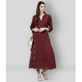 Divena - Maroon Rayon Womens Flared Kurti - S