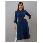 Doriya - Blue Cotton Blend Women''s Front Slit Kurti - 3XL