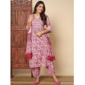 Vbuyz Cotton Printed Kurti With Pants Womens Stitched Salwar Suit - Pink ( Pack of 1 ) - None