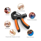 Strauss Adjustable Spring Hand Exerciser | Finger Exerciser| Hand Grip Strengthener for Men & Women (Black/Orange) - Orange