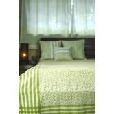 Prakruti Green Blockprinted Single Bed Cover