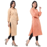 DESHBANDHU DBK - Multicolor Cotton Womens Straight Kurti ( Pack of 2 ) - None