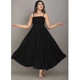 Elite Rayon Solid Bobbin Maxi Dress For Women-2XL / Black