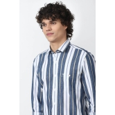 Men Blue Super Slim Fit Stripe Full Sleeves Casual Shirt