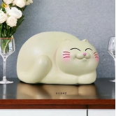 Kitty Tissue Holder-Mint Beige / Polyresin | Gloss Finish / H: 6 | L: 9 | W: 5 (Inches)