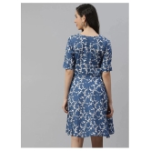 Divena Cotton Blue Fit And Flare Dress - 5XL