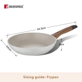 Bergner Naturally Marble Non Stick Frypan | Gas & Induction Compatible | Cream 24 cm