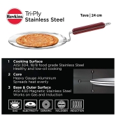 Hawkins Tri-Ply Stainless Steel Induction Compatible Tava, Diameter 24 cm, Thickness 3.5 mm, Silver (SSTV24)