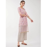 Pannkh - Pink Art Silk Womens Straight Kurti ( Pack of 1 ) - None