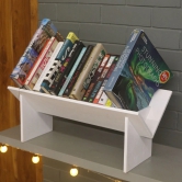 BARISH - Book Rack (Table Top) for Larger Books | Wooden Table Top Book Rack Shelf | Home Decor Piece | Handcrafted with Rubberwood | 66 x 30 x 28 (L x W x H)