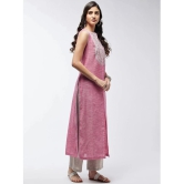 Pannkh Cotton Blend Embroidered Straight Womens Kurti - Pink ( Pack of 1 ) - None