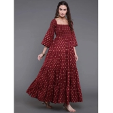 Antaran Cotton Printed Ankle Length Womens Gown - Maroon ( Pack of 1 ) - None