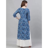 Antaran Cotton Printed Straight Womens Kurti - Blue ( Pack of 1 ) - None