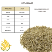 Native Pods Unpolished Little Millet 1Kg - Kutki/Samai - Natural, Organic - Gluten free and Wholesome Grain without Additives