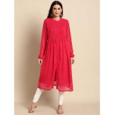 Janasya - Pink Chiffon Womens Front Slit Kurti ( Pack of 1 ) - None