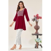 Glomee - Maroon Viscose Women's Tunic ( Pack of 1 ) - None