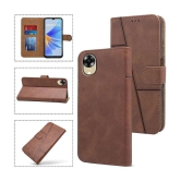 NBOX - Brown Artificial Leather Flip Cover Compatible For Oppo A17K ( Pack of 1 ) - Brown