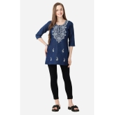 Meher Impex Denim Embroidered Straight Womens Kurti - Blue ( Pack of 1 ) - None