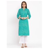 FabbibaPrints - Green Cotton Womens Straight Kurti - L