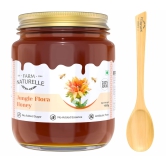 Farm Naturelle-Jungle Flower Wild Forest Honey | 100% Pure Honey |1000g+150g Extra and a Wooden Spoon | Raw Natural Unprocessed Honey - Un-Heated Honey | Lab Tested Honey in Glass Bottle.