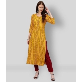 KIPEK - Yellow Rayon Women's Straight Kurti ( Pack of 1 ) - M