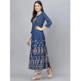 Divena - Indigo Rayon Womens Anarkali Kurti ( Pack of 1 ) - None