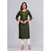 MAUKA Rayon Embroidered Straight Womens Kurti - Green ( Pack of 1 ) - None