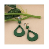 SILVER SHINE Elegant Diamond Light Weight Dangle Wooden Earrings for Girls and Women. - Green