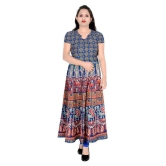 Sttoffa - Blue Cotton Women's Flared Kurti - XXL