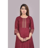 Smien - Maroon Rayon Womens Flared Kurti ( Pack of 1 ) - None