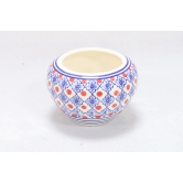 Khurja Pottery Indoor Pot Apple Red And Blue Colour Medium Size 4 Inches