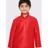 Maharaja - Red Silk Boys Kurta Sets ( Pack of 1 ) - None