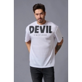 Devil Since 2020 (in Black) Printed White Oversized T-Shirt for Men 3XL