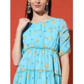 Glito Chiffon Printed Midi Womens Fit & Flare Dress - Blue ( Pack of 1 ) - None